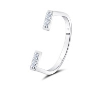 U Shaped With CZ Stone Silver Ring NSR-4144